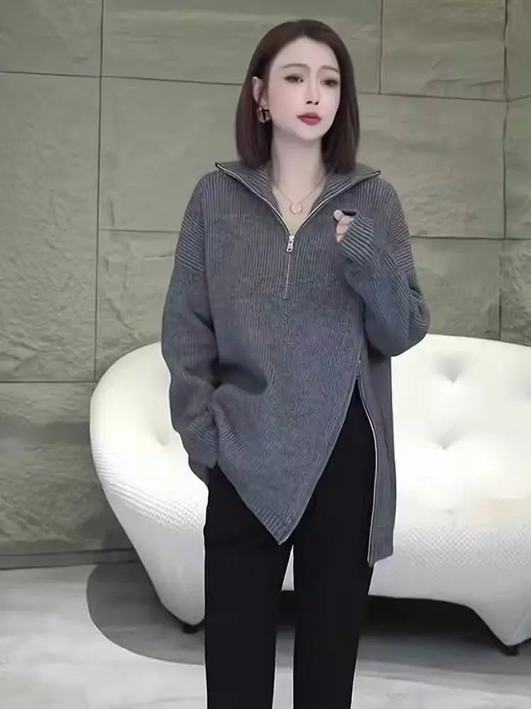 HighNeck Knit Zip