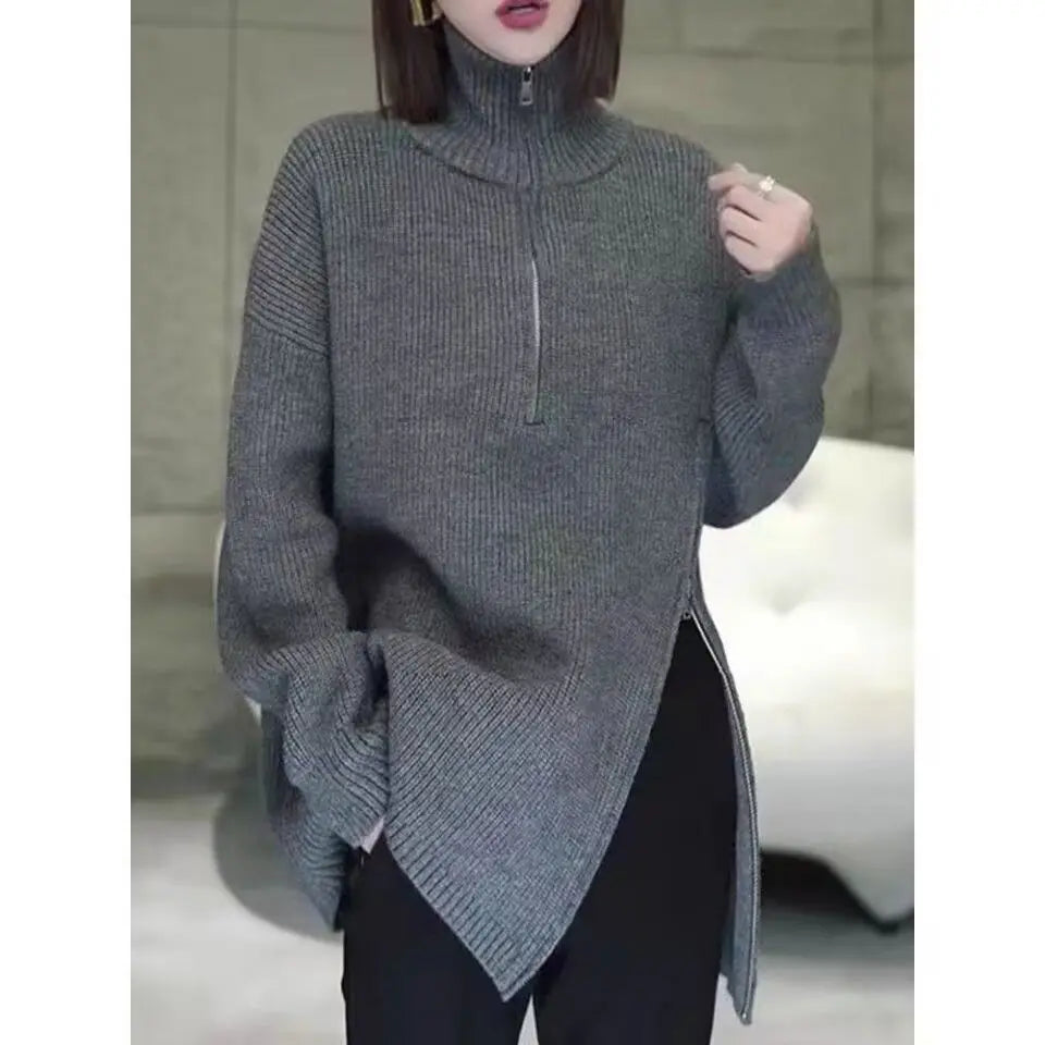 HighNeck Knit Zip