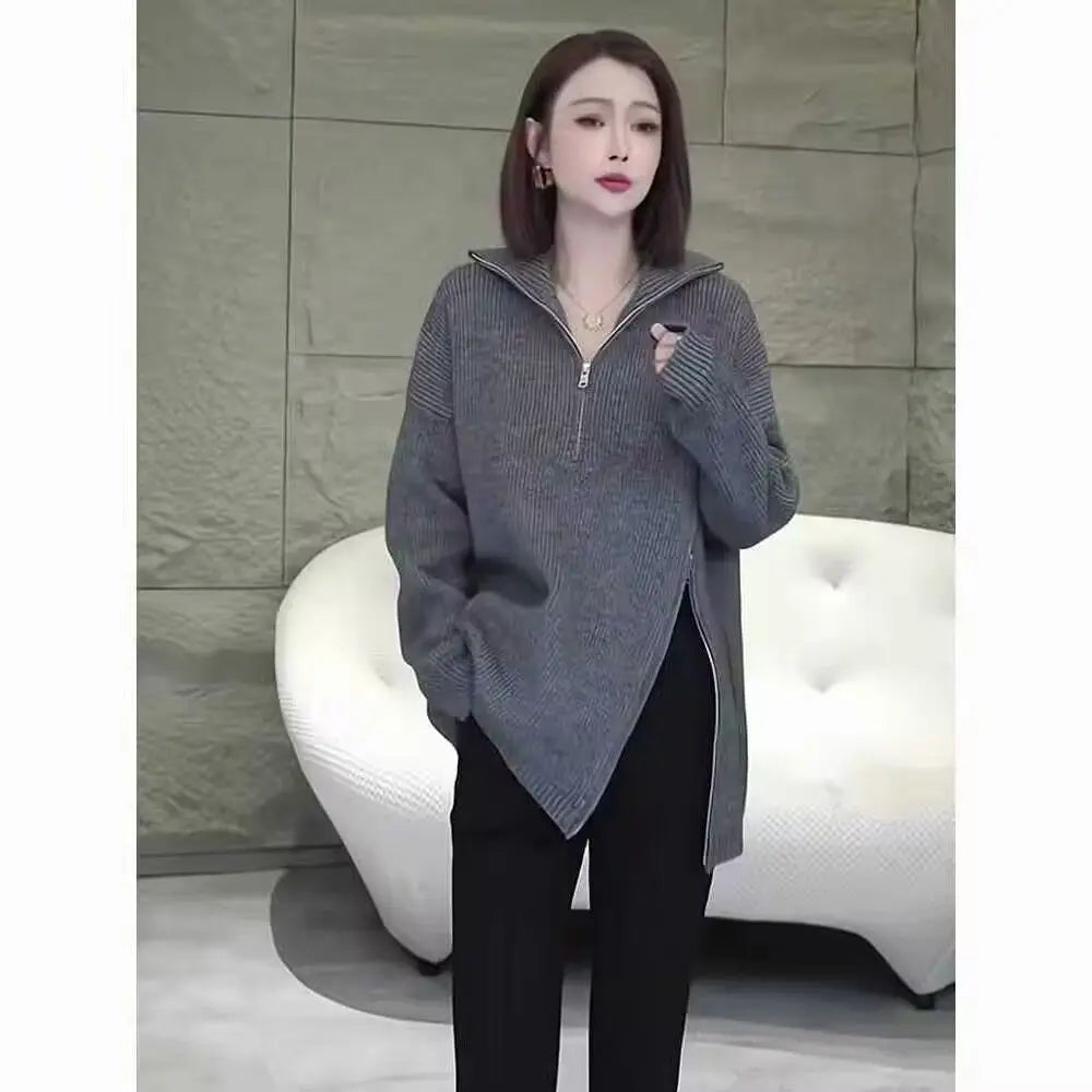 HighNeck Knit Zip