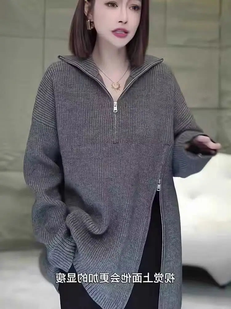 HighNeck Knit Zip