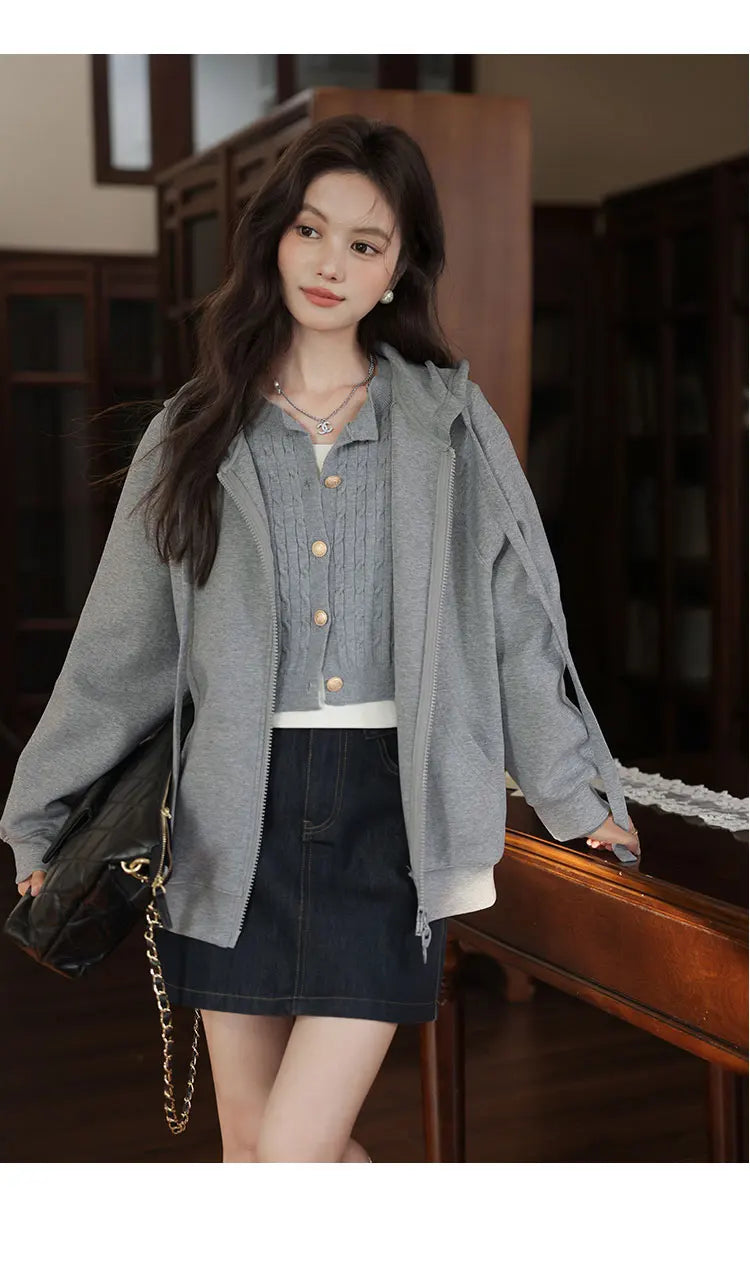 TwinZip Grey Hoodie
