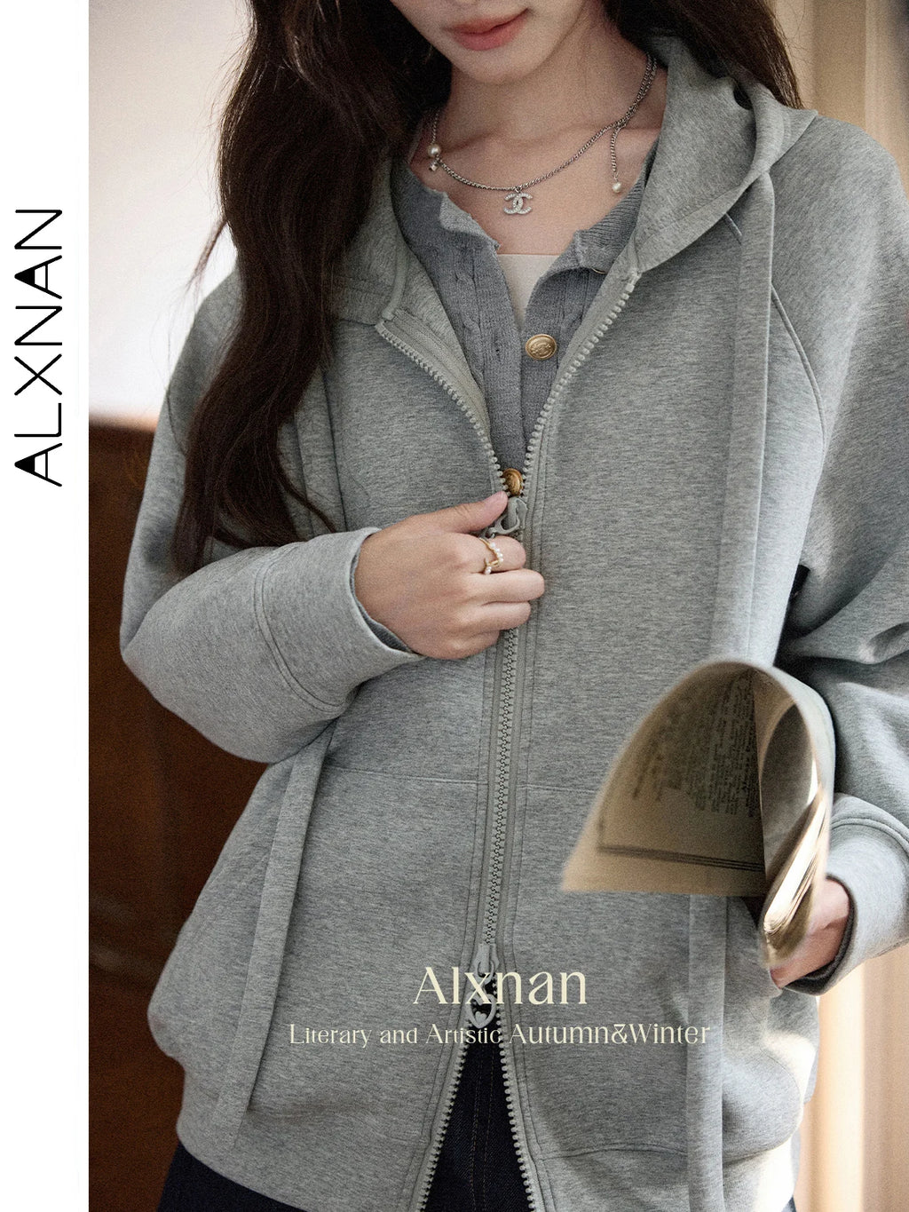 TwinZip Grey Hoodie