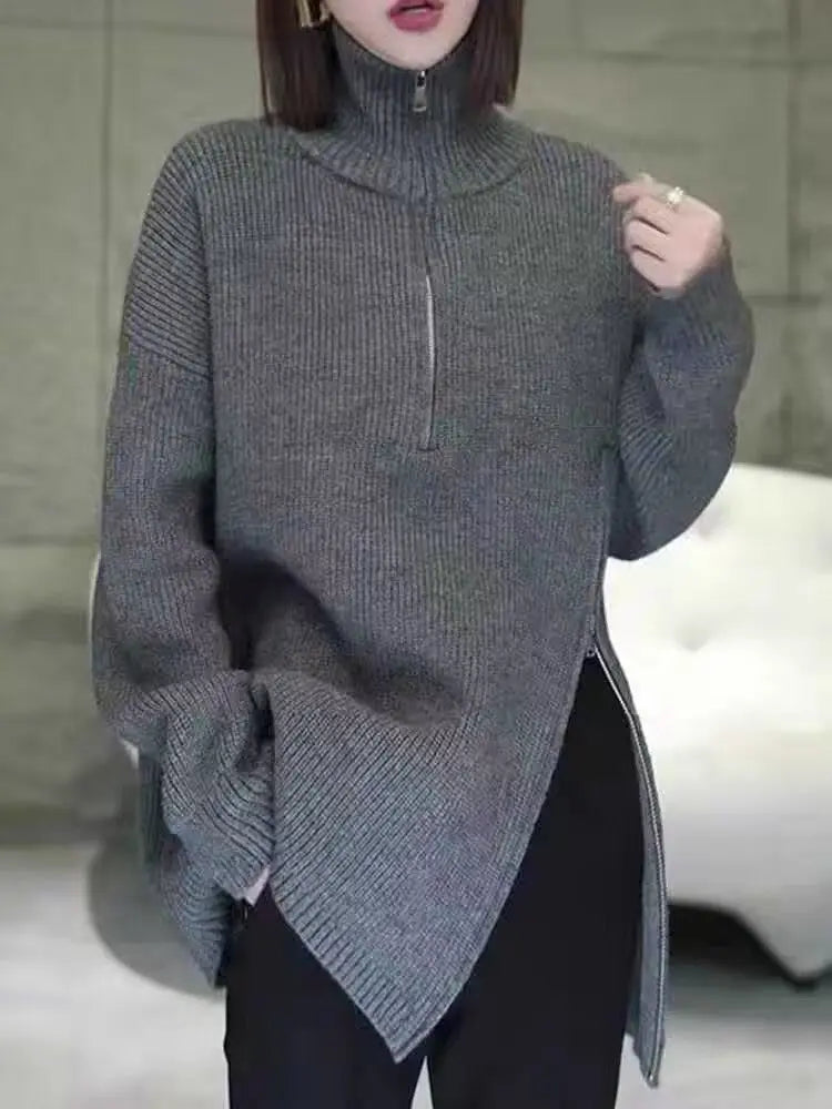 HighNeck Knit Zip