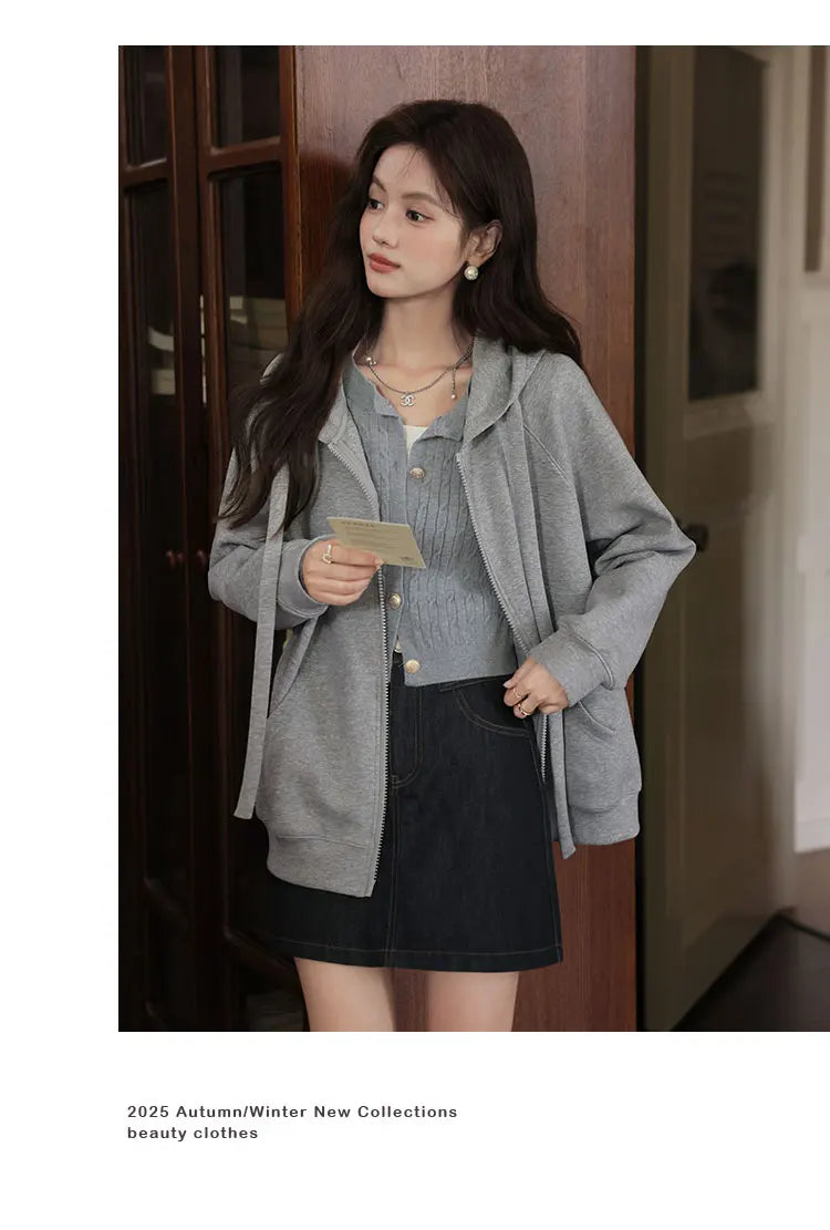 TwinZip Grey Hoodie