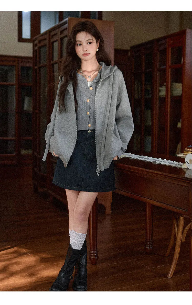 TwinZip Grey Hoodie