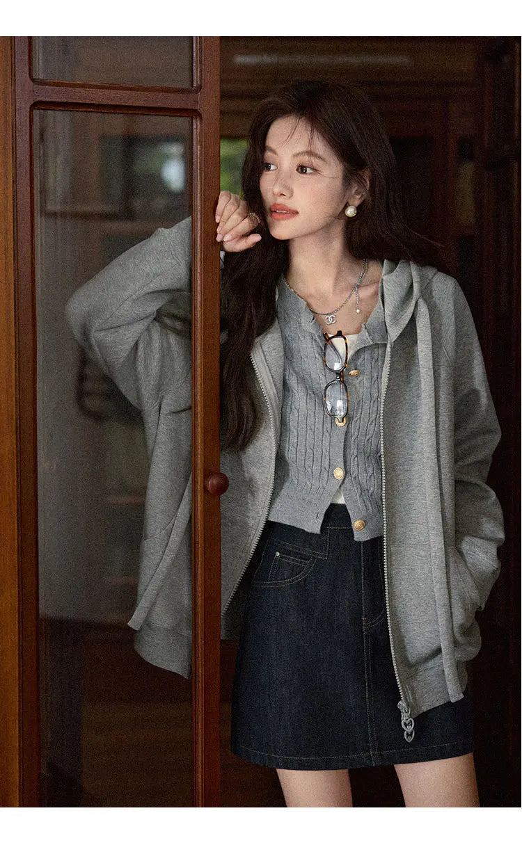 TwinZip Grey Hoodie