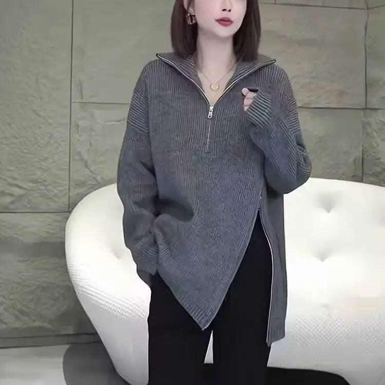 HighNeck Knit Zip
